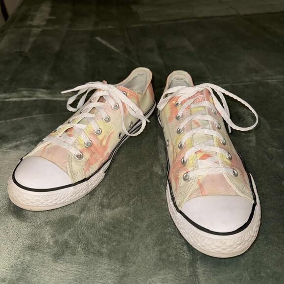 Converse Chuck Taylor All Star Sneakers Juniors 5 White Pink Palm Trees Low Top - Picture 8 of 8